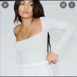 Joah Brown Square Neck Ribbed long Sleeve Shirt - Gray